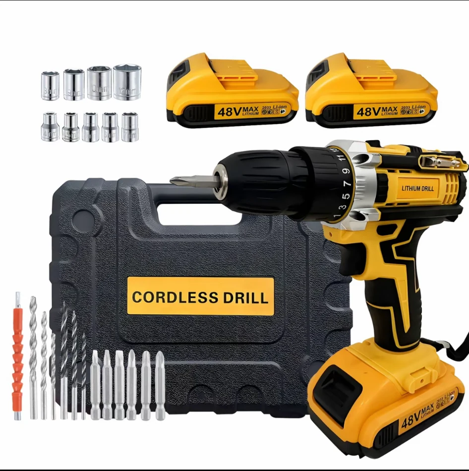 Kit Parafusadeira e Furadeira 48V com maleta e acessórios